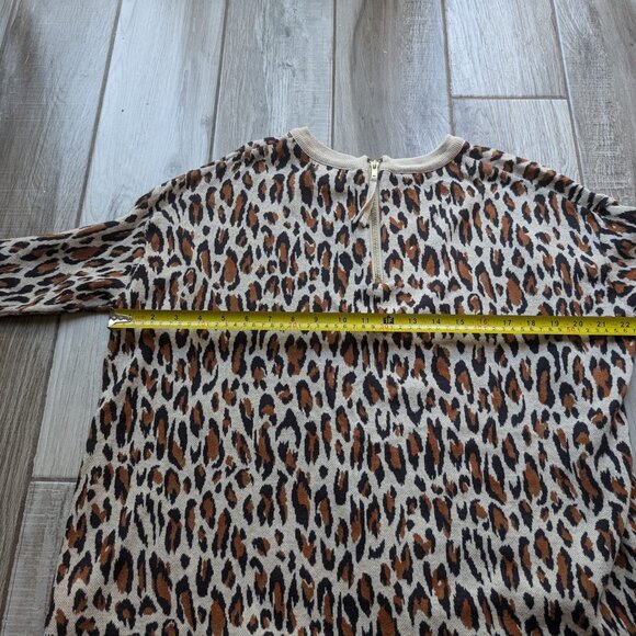 H&M Women’s Leopard Print Sweater Medium 100% Cotton Long Sleeve Knit Top - Picture 6 of 7